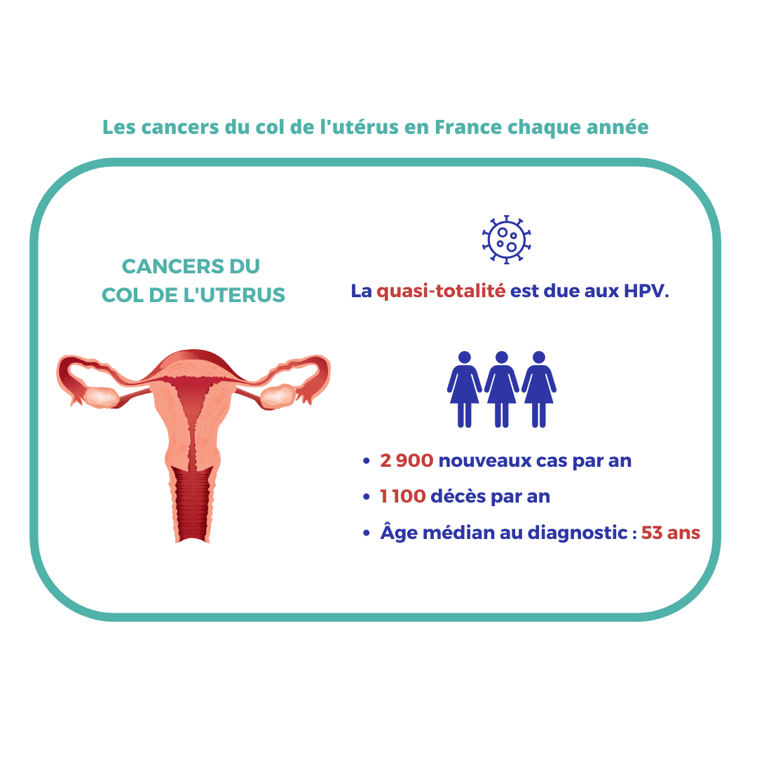 Les cancers du col de l’utérus en France chaque année - Infographie réalisée par nos soins, 2023